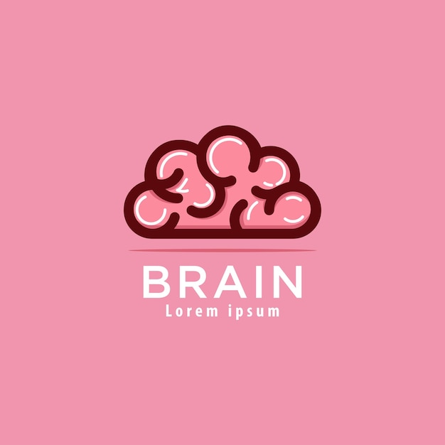 Cerebro logo icono diseño ilustración suave rosa logotipo vector moderno plantilla dibujos animados