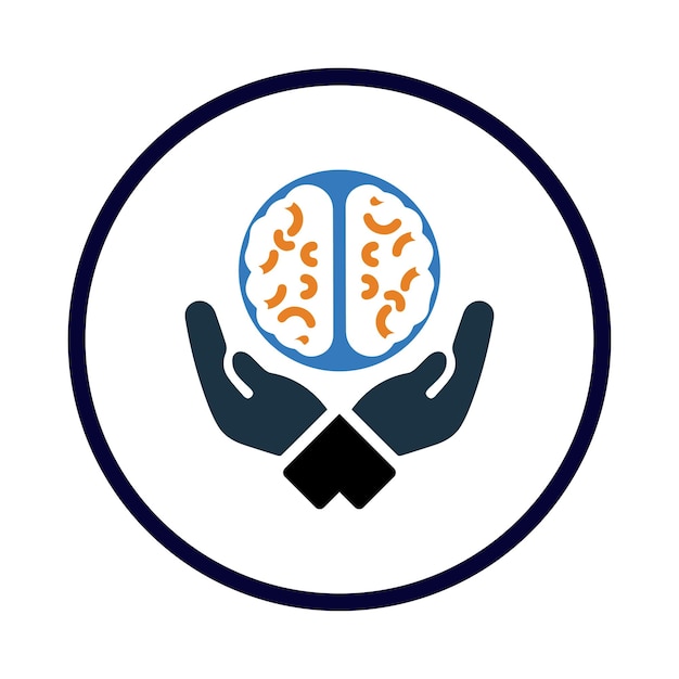 cerebro de la mano cerebro humano cerebro equipo protegido cerebro humano en el icono de la mano