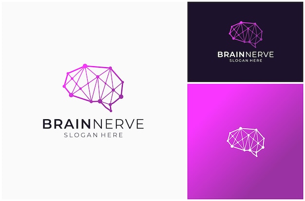 Cerebro Mente Intelecto Cerebelo Neurona Tecnología de conexión nerviosa Diseño de logotipo vectorial Ilustración