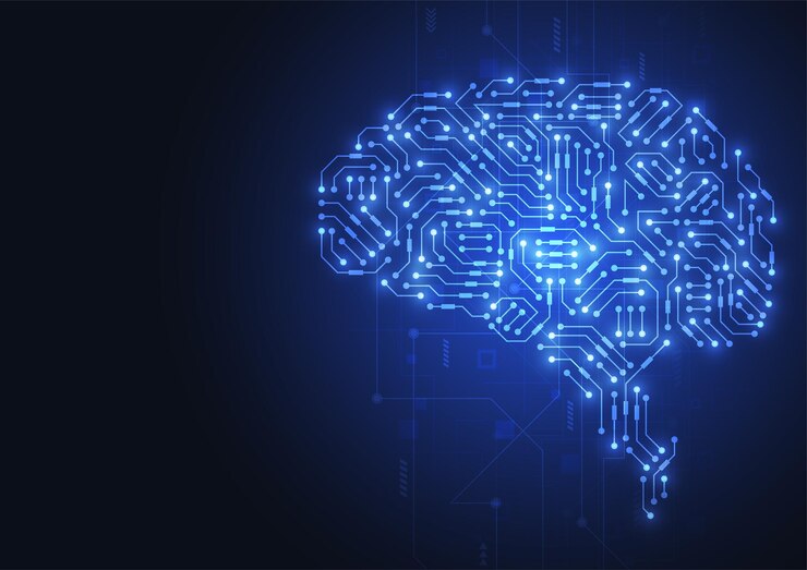 Vector cerebro tecnológico placa de circuito abstracto fondo vectorial