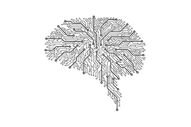 Cerebro tecnológico Placa de circuito abstracto Fondo vectorial