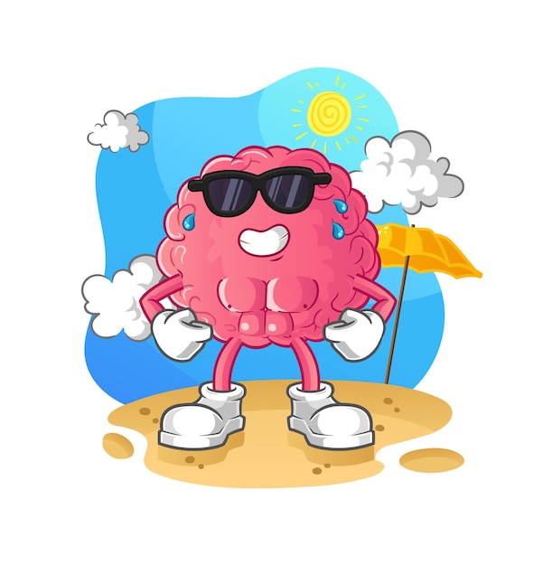 Cerebro tomando el sol en verano. vector de personaje