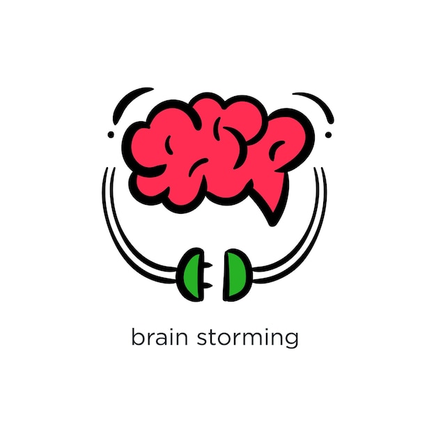 Cerebro tormenta cerebro enchufe idea icono doodle dibujado a mano concepto vector ilustración
