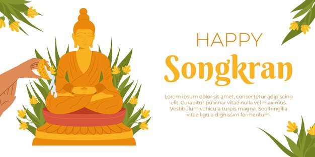 Ceremonia de agua de Songkran Buda Mano vertiendo agua la escultura del monje Tailandia Año Nuevo
