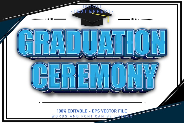 Ceremonia Graduación Efecto Texto Editable Relieve Estilo Plano