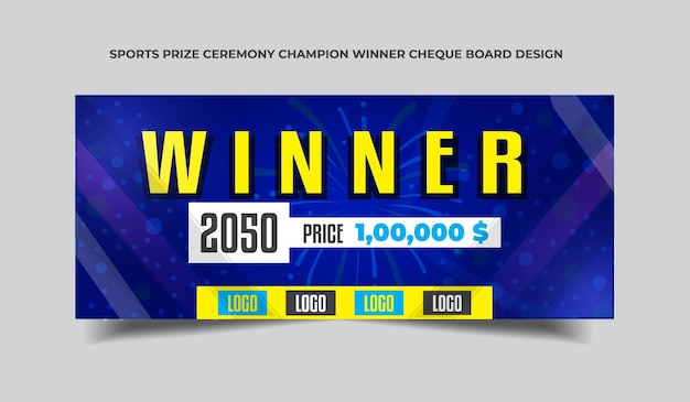 Ceremonia de premios deportivos Campeón ganador cheque Diseño de la junta