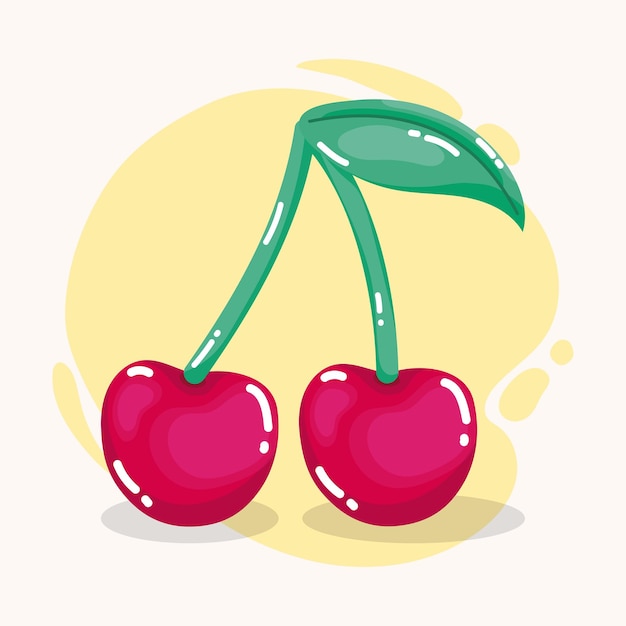 Cereza aislada Icono de fruta Alimentación saludable Ilustración vectorial