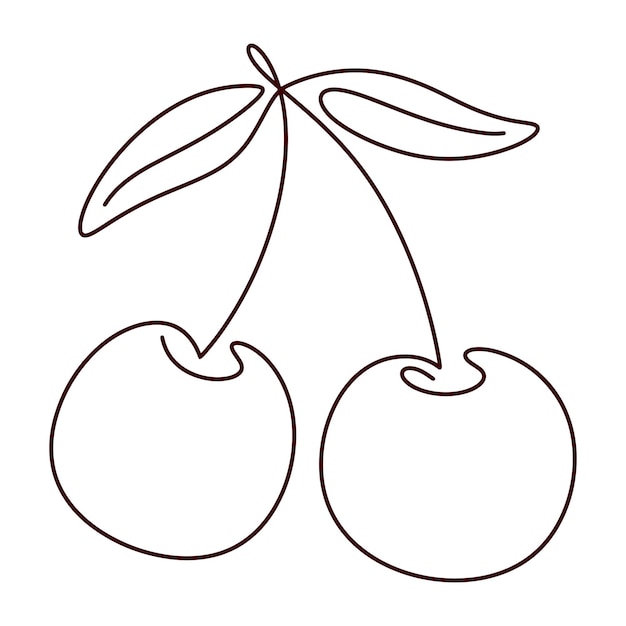 Cerezas un dibujo de línea línea negra línea de contorno simple minimalista gráfico ilustración vectorial aislada arte lineal de frutas