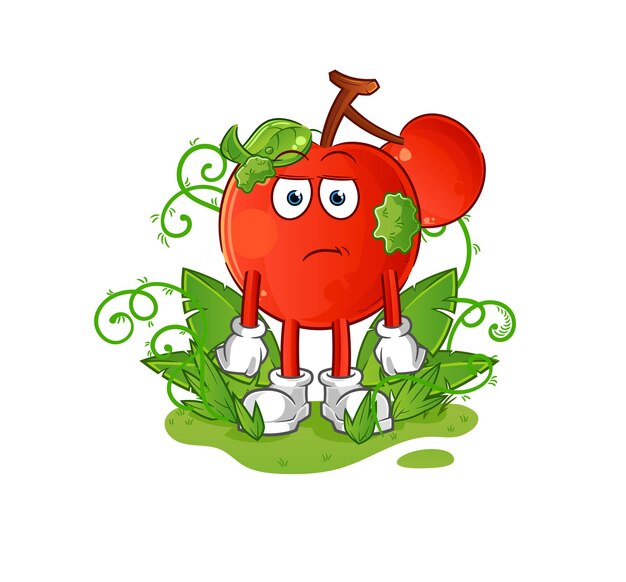 cerezas, esperar, demasiado, largo, mascota, caricatura, vector