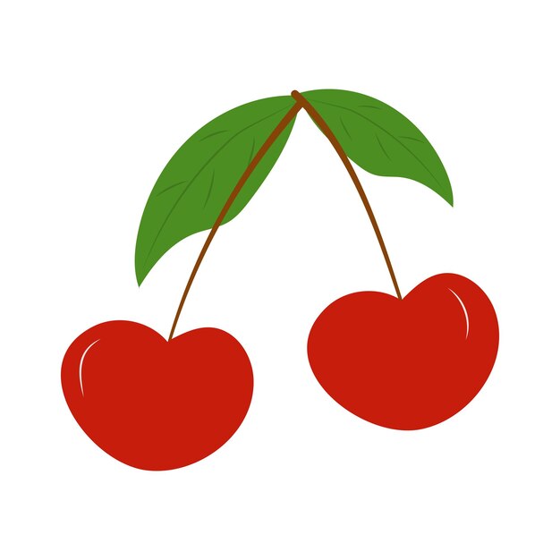 Cerezas jugosas Ilustración vectorial de cereza con hojas