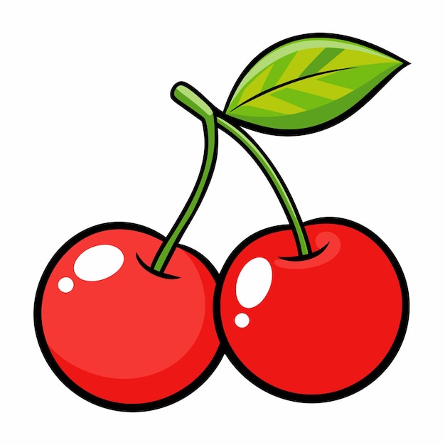Cerezas rojas fructíferas con hojas
