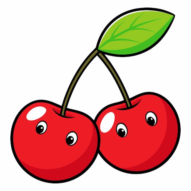 Cerezas rojas fructíferas con hojas