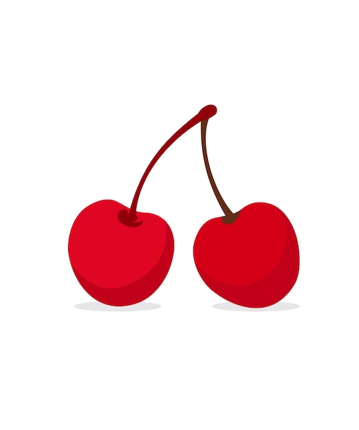 Cerezas rojas sobre un fondo blanco Bayas maduras vectoriales en estilo plano Ilustración para el embalaje del logotipo de mermelada o yogur Ilustración de stock