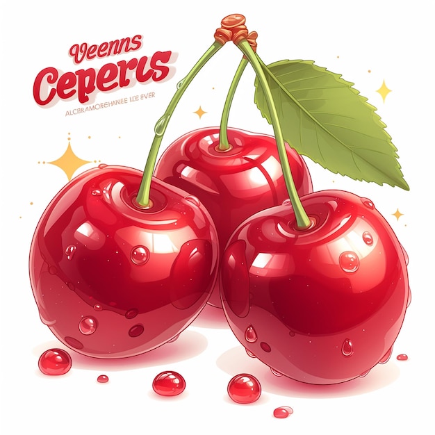 Vector cerezas rojas vibrantes con un acabado brillante