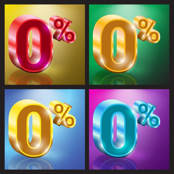 Vector cero por ciento sobre un fondo blanco. venta de ofertas especiales. el descuento con el precio es cero por ciento