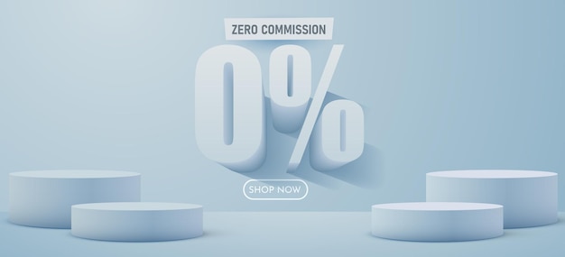 Cero comisiones descuento composición creativa presentación del producto simulacro de podio venta pancarta y