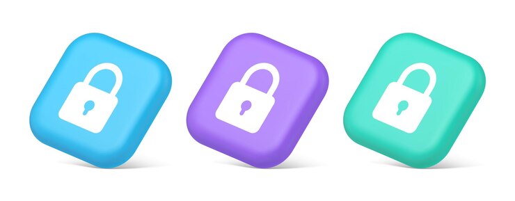 Vector cerradura de bloqueo botón de acceso a la web protección de contraseña de seguridad encriptación segura íconos 3d realistas