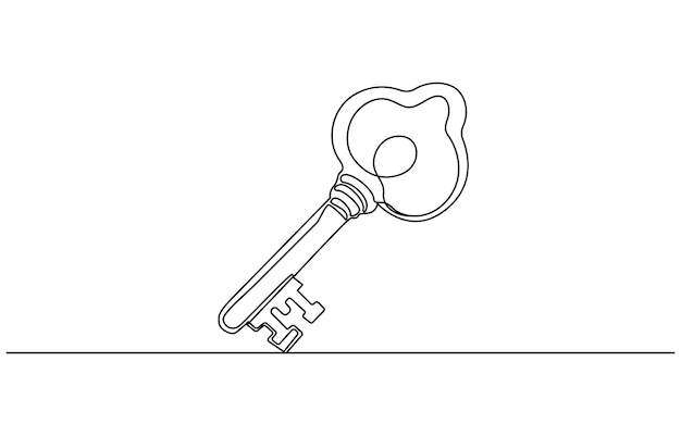 Cerradura continua de una línea Claves en el contorno del anillo Ilustración de arte vectorial
