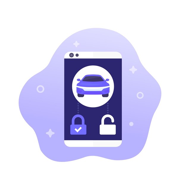 Cerradura inteligente para un vector de diseño de aplicación móvil de automóvil