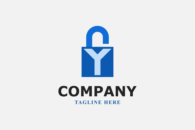 cerradura y letra de seguridad y diseño de logotipo mínimo