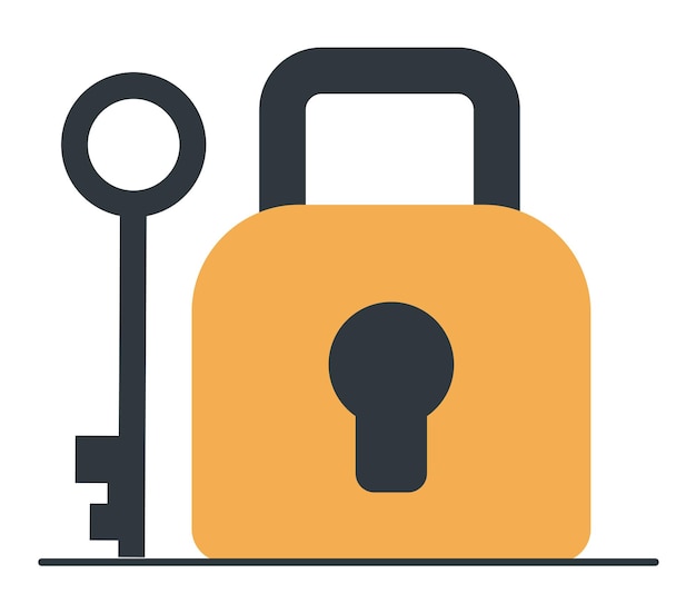 Cerradura con llave de desbloqueo aislada en fondo blanco Ilustración de diseño gráfico vectorial