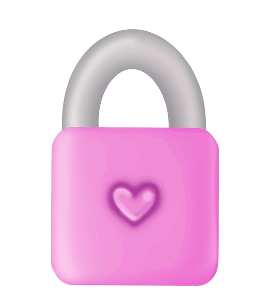 Vector cerradura rosa con corazón como símbolo de amor sobre fondo blanco. ilustración vectorial