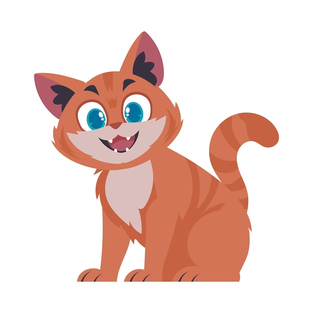 Cerraduras en alegre llegar a ser sonrojado gato Gato sonriente Estilo de dibujos animados Ilustración vectorial