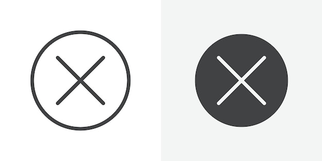 Cerrar icono Signo vectorial de contorno