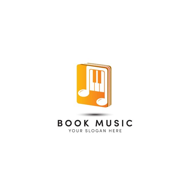 Cerrar el libro de música diseños de logotipos de libros de música con piano de notas