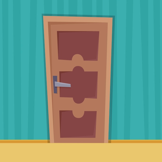 Cerrar puerta Ilustración de vector de estilo de dibujos animados plana