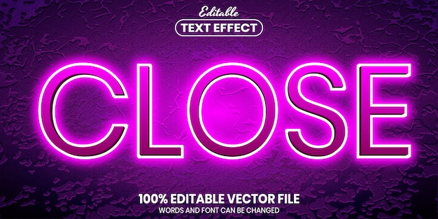 Cerrar texto, efecto de texto editable de estilo de fuente