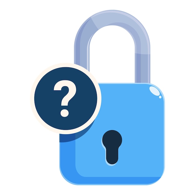 Cerrojo azul con icono de signo de interrogación que destaca las preocupaciones de seguridad