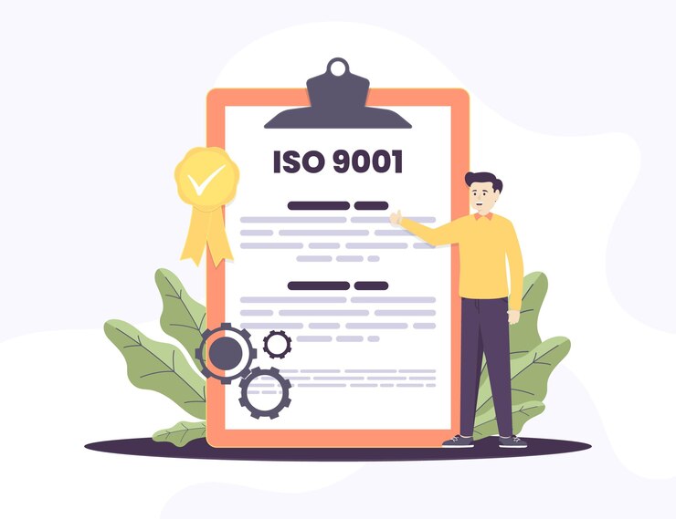 Vector certificación y carácter iso 9001
