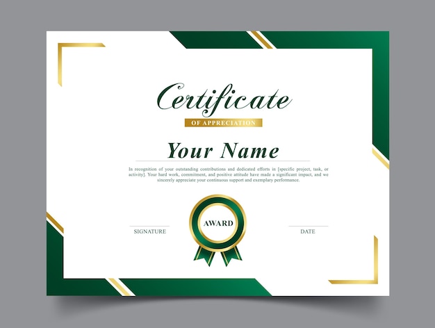 Certificado de aprecio plantilla clippart Premio de aprecio clip art con tablero verde editable