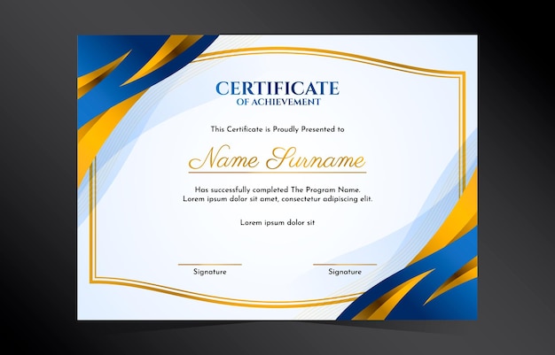 un certificado azul y amarillo para una selfie