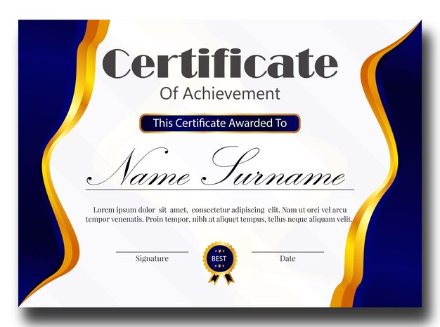 un certificado de categoría de concesión para un certificado de logro