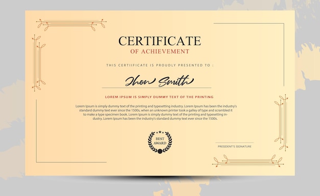 Certificado Certificado de educación de diseño mejor recompensa