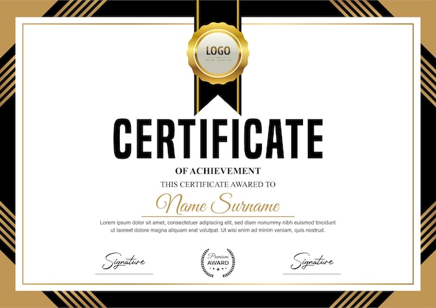 un certificado para el certificado de logro de éxito