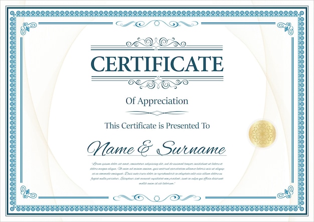 un certificado para un certificado de reconocimiento para este evento