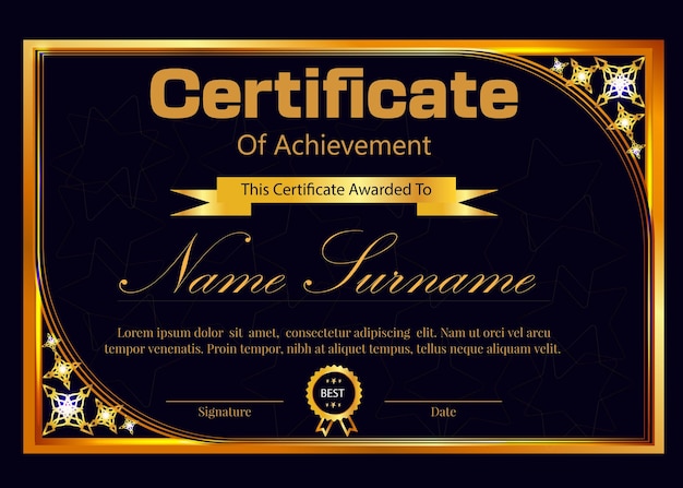 certificado de color dorado nuevo diseño profesional