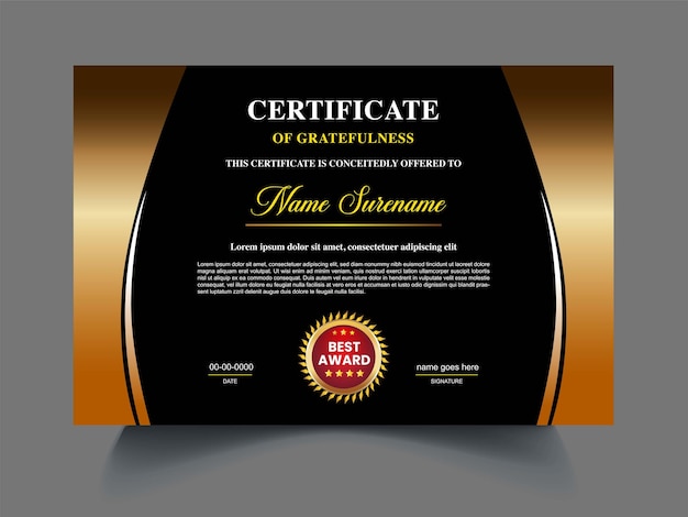 Certificado de color rojo y dorado modelo de diseño de perforador diploma Certificado de logro único de