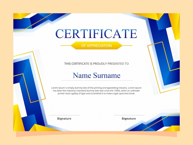un certificado colorido para un modelo de un modelo de una modelo de una