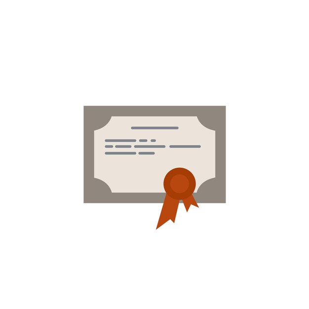 Certificado colorido vector plano icono