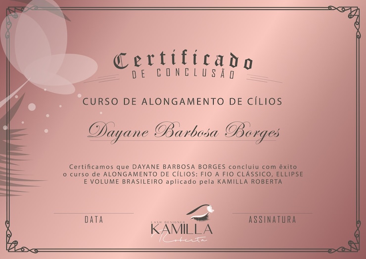 Vector certificado de conclusión de curso diseñador de pestañas oro rosa