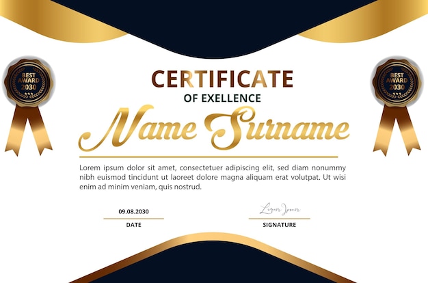 certificado de diploma de logro de gradiente moderno realista
