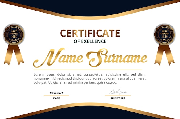 certificado de diploma de logro de gradiente moderno realista