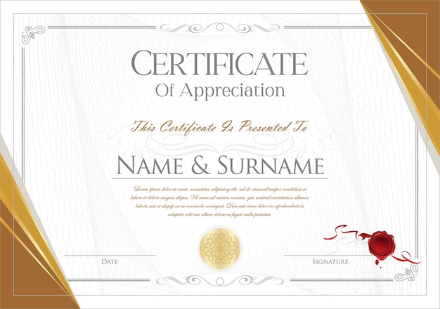 Certificado Diploma de terminación diseño plantilla fondo blanco vector ilustración