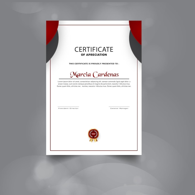 certificado de diseño de plantilla de agradecimiento