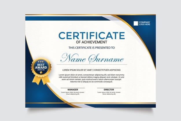 certificado de diseño de plantilla de agradecimiento