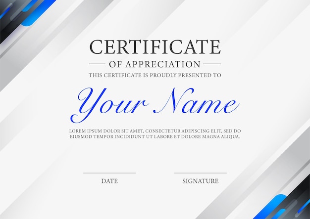 Vector certificado de diseño de plantilla de agradecimiento